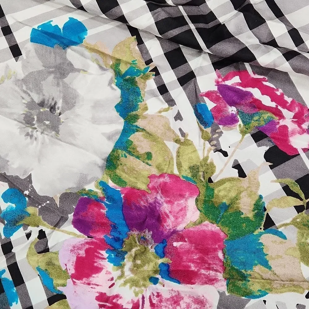 🐞NWT Saks Fifth Avenue Silk Multicolored Patterned Scarf
